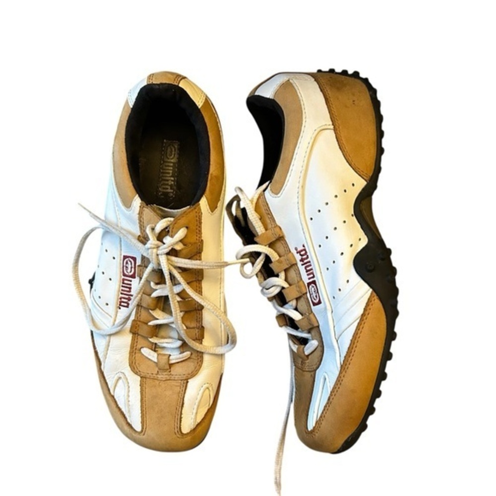 Ecko Unltd Mens Y2K Leather Sneakers Bowling Tan White Size 9